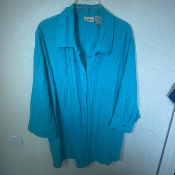 White Stag Bundle/3 Plus Red, Blue & Turquoise Crinkle Blouses- Plus Size 18/20 - Picture 6 of 9